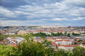 Wall Mural - Cityscape view of Prague, capital of Czech republic, view from the Petrin hill park