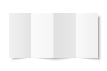 Leinwandbilder - Vector white blank vertical four panel accordion fold opened on white background. Concertina fold, leaflet, brochure, booklet, flyer or invitation card mockup. Mock up front side isolated.