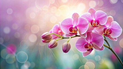 Sticker - Beautiful pink orchid flower on a blurred background, orchid, flower, pink, beautiful, exotic, tropical, plant, nature