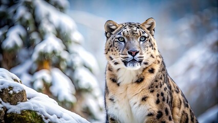 Wall Mural - a majestic snow leopard in its natural habitat , endangered species, big cat, predator, himalayas, w