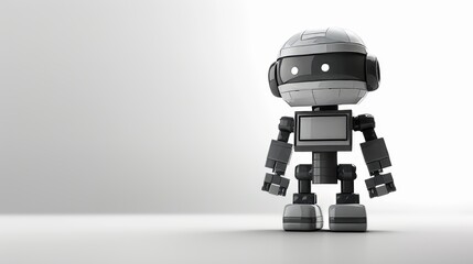 light black simple robots white background front perspective 1-point perspective 