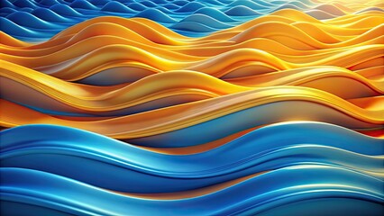 Sticker - Background featuring yellow and orange waves blending into blue waves, waves, background, yellow, orange, blue, vibrant