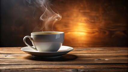 Canvas Print - Cup filled with hot beverage , coffee, tea, drink, mug, hot, steam, beverage, refreshment, cozy, warmth, morning, break