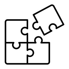 Canvas Print - Puzzle Vector Line Icon