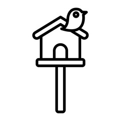 Sticker - Bird House Vector Line Icon