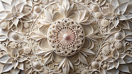 Canvas Print - Intricate paper artwork created with precise cutouts and delicate folds, paper, art, craft, handmade, origami