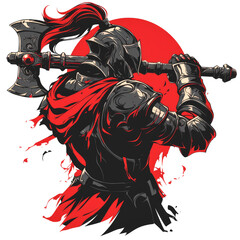 illustration of warrior for t-shirt on white background