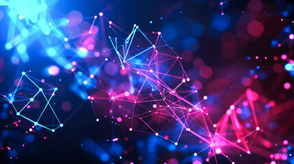 background digital abstract of connected line for AI, internet, web banner