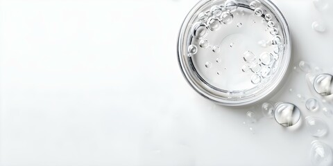 Serum Gel with Bubbles Closeup on White Background Realistic Skincare Product. Concept Skincare Product, Serum Gel, Bubbles Closeup, White Background, Realistic