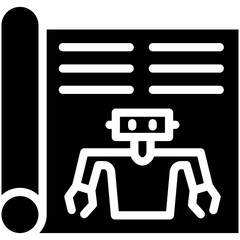 Wall Mural - Robot Blueprint vector icon illustration of Robotics iconset.