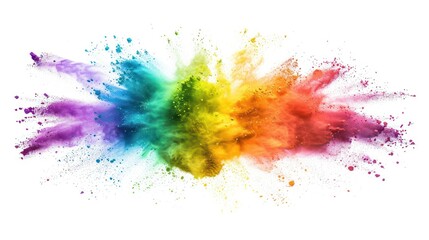 Wall Mural - Rainbow Powder Explosion on White Background