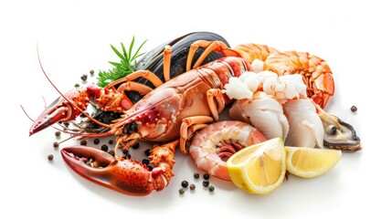 Wall Mural - Seafood Platter with Lobster, Shrimp, and Mussels