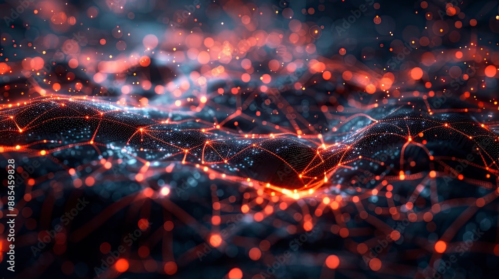 Neural networks visualized as a matrix of interconnected nodes and data ...