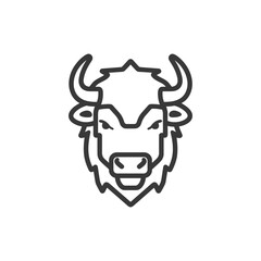 Wall Mural - buffalo minimalist line art icon logo symbol black color only