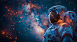 © May Thawtar - Portrait of spaceman or astronaut with background of space