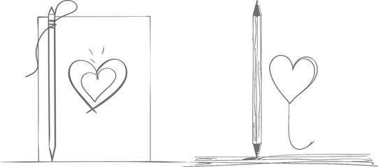 Leinwandbilder - Icon of a heart on paper, drawn with an ink pen and a handwritten sketch. Good for valentine's day greeting banners, posters, and backgrounds.