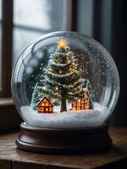 Wall Mural - Radiant holiday tree showcased inside a snow globe