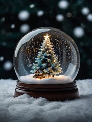 Wall Mural - Radiant holiday tree showcased inside a snow globe