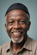 © jarntag - Portrait view of a regular happy smiling Cameroon old man, ultra realistic, candid, social media, avatar image, plain solid background