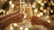 © Vicky - Christmas festive wedding party social gathering celebration toasting with champagne glasses group of people event wine dinner joy friends family