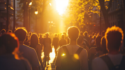 crowd people walking in summer. 