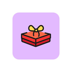 Sticker - Christmas present line icon. Gift, box, container. Shopping concept. Vector illustration can be used for topics like sale, consumerism, celebration