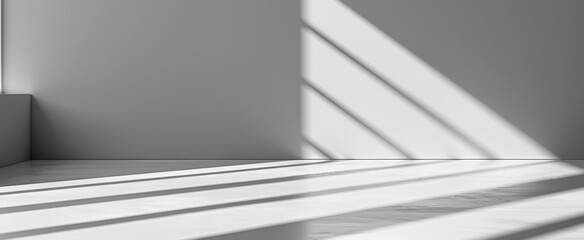 Wall Mural - Sunlight casting geometric shadows in empty room