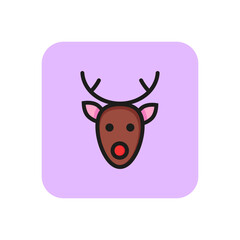 Poster - Rudolf reindeer line icon. Christmas, deer, character. Holiday concept. Vector illustration can be used for topics like holiday symbols, animals, fairy tales