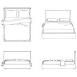 © kurtcan - Vector Line Art of Bed. Interior Design and Bedroom Decoration Concepts with Front, Side, and Top Views