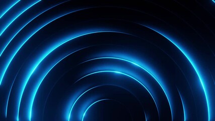 Wall Mural - a vibrant image of neon blue circular rings creating a glowing effect suitable for technology, sci-f