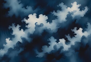 Wall Mural - dark gray and blue clouds like background, swirls, lights and fractals, storm like sky background