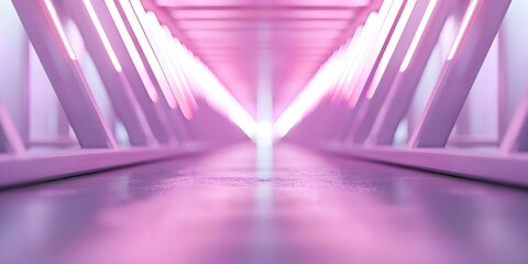 Wall Mural - Creating a 3D render of purple neon lines and geometric shapes in a virtual environment. Concept 3D Rendering, Purple Neon, Geometric Shapes, Virtual Environment, Graphic Design