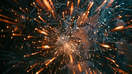 Wall Mural - glowing streaks of light from a dazzling fireworks display against a dark night sky