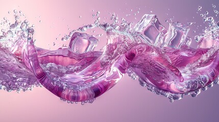   Purple object with pink background - Water splashing on top