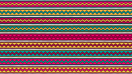 Sticker - Colorful Hand-Drawn Traditional Ancient Mexico Tribal Zig-Zag Pattern