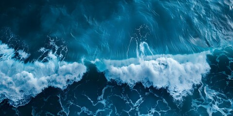 Wall Mural - Creating a digital aerial view of blue ocean waves. Concept Art, Digital Design, Ocean, Aerial View, Waves