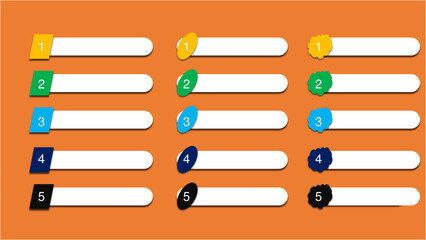 set of Number buttons with vector icons