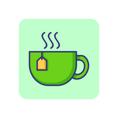 Wall Mural - Tea cup line icon. Mug, bag, tag. Hot beverage concept. Can be used for topics like office, morning, breakfast, break