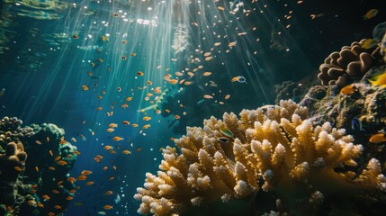 Wall Mural - Coral spawning event underwater