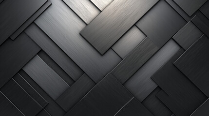Wall Mural - sleek geometric metallic patterns with angular shapes and brushed textures, creating a contemporary and sophisticated visual aesthetic