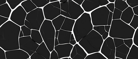 Wall Mural - Abstract modern black white mosaic porcelain stoneware cement tile with geometric shapes of polygons pattern texture background 