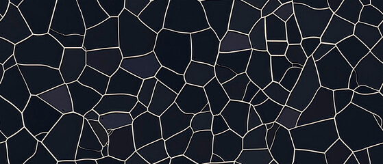 Wall Mural - Abstract modern black gray mosaic porcelain stoneware cement tile with geometric shapes of polygons pattern texture background 