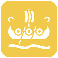 Sticker - Viking Ship vector icon. Can be used for Medieval iconset.