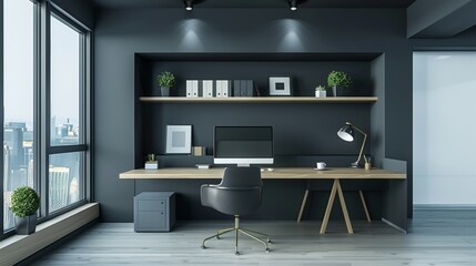 Wall Mural - Contemporary office room interior with computer