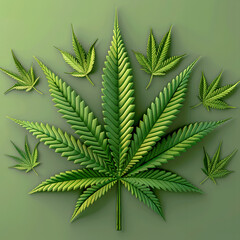 Poster - text - 50% na HHC, Cannabis leaf on background, high quality