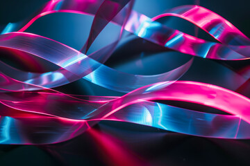 Sticker - Vibrant Neon Ribbons in Abstract Light   Colorful Abstract Art