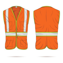 Wall Mural - High visibility work safety vest mockup front and back view