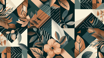 Poster - A colorful floral pattern with a mix of green and brown colors