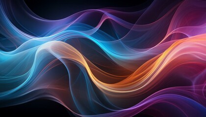 Wall Mural - Colorful abstract smoke waves on black background