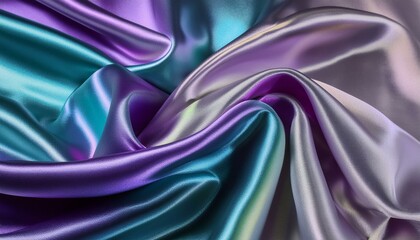 Wall Mural - Luxurious iridescent fabric textures rippling in soft folds